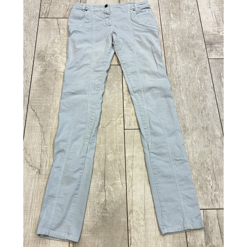 Stella McCartney Straight Low Rise Jeans 29x36 Light Gray Moto Made In Italy